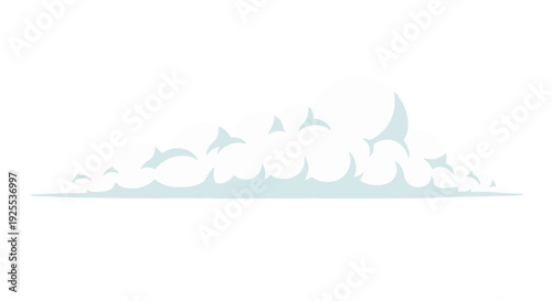 Stylized cartoon cloud formation with light blue shadow flat vector illustration.