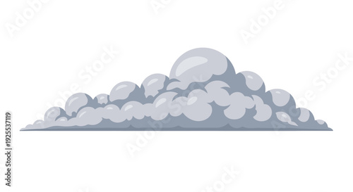 Stylized grey storm cloud illustration featuring distinct puffy rounded shapes and subtle light grey highlights.