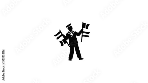 Video Sailor Holding a Flag