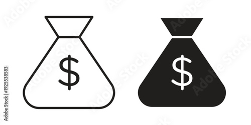 Money bag icon vector isolated on white background. Simple icon set.