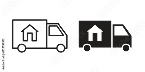 Moving truck icon vector isolated on white background. Simple icon set.