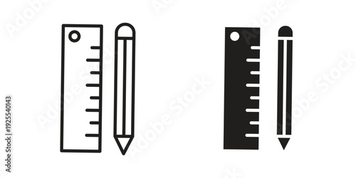 Foto Pencil and ruler icon vector isolated on white background