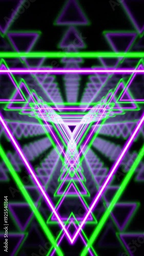 VJ Loop Neon Cyber Room Purple Lime 10 second club visuals neon with pulsing lights glow vertical