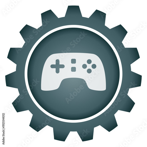 Gaming Controller Settings Gear Icon Vector PNG for Video Game Configuration and Entertainment Control
