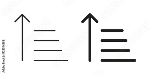 Sort amount up icon vector isolated on white background. Simple icon set.