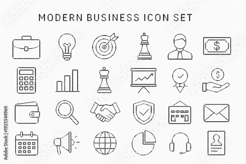 Modern Minimalist Business and Finance Line Icon Set for Corporate Branding