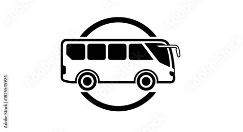 Simple Bus Transportation Logo in Black Circle, isolated white background