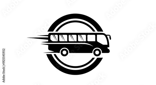 Dynamic Fast Bus Transport Logo in Black and White, isolated white background