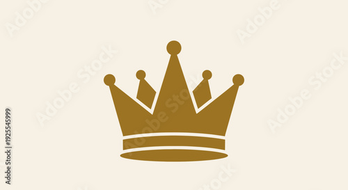 Golden Royal Crown Icon on Isolated White Background