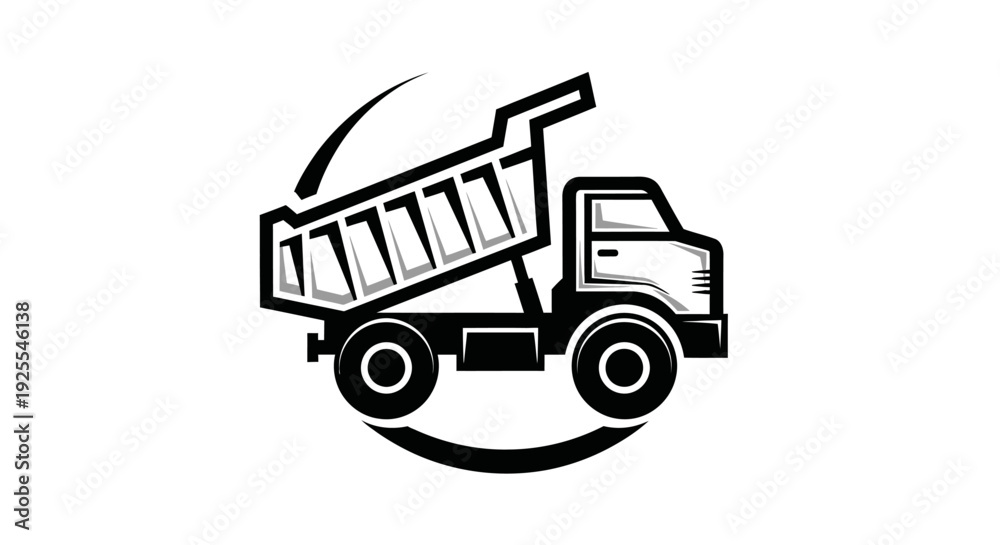 Naklejka premium Industrial Dump Truck Silhouette, Construction Heavy Machinery, isolated white background