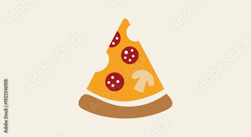 Delicious Pizza Slice with Toppings Cartoon Logo in bright studio