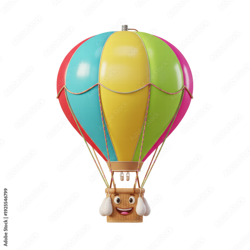 Obraz premium Cartoon dog in a hot air balloon basket