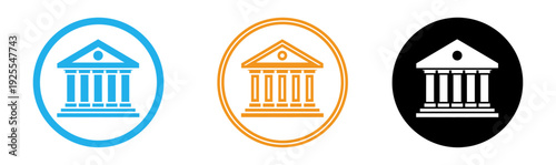 Bank building logos in various colors