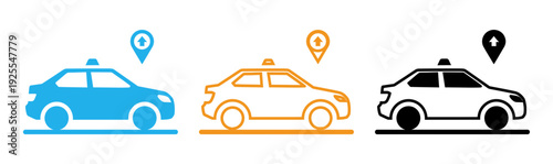 Taxi cab icons with location markers
