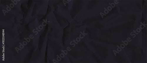 Dark medieval crumpled paper background vector features black wrinkled texture. Wrinkled texture features old folded for poster logo collage empty cardboard designs. Abstract dark crumpled bg.