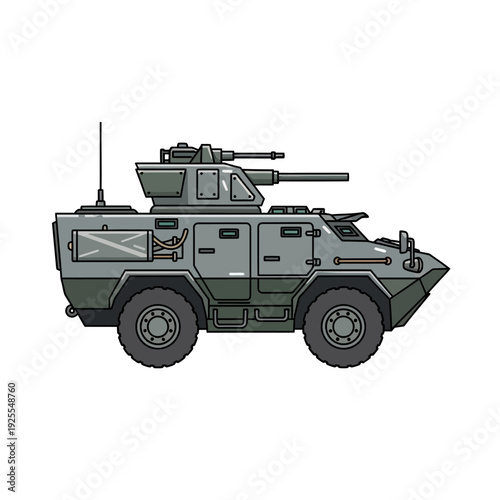 Armored Personnel Carrier Vehicle - Military Transport Truck with Cannon