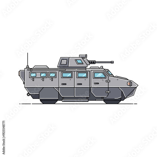 Armored Personnel Carrier Vehicle Illustration - Military Transport and Security