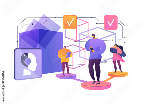 Blockchain-Based Voting abstract concept vector illustration.