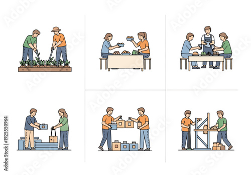 Community Volunteering Diverse Activities People Helping Each Other In Rural And Urban Settings For Good Causes