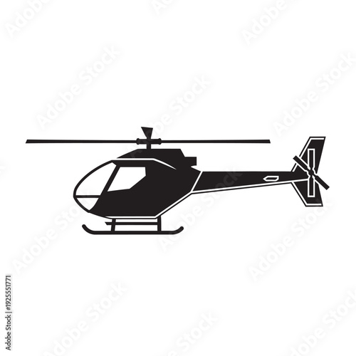 Black Silhouette of a Helicopter Flying in the Sky