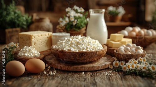 Rustic Dairy Farm Cottage Cheese Still Life