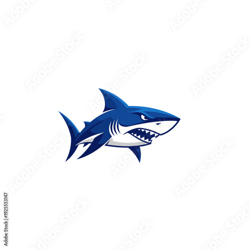 Aggressive blue shark mascot illustration with fierce expression