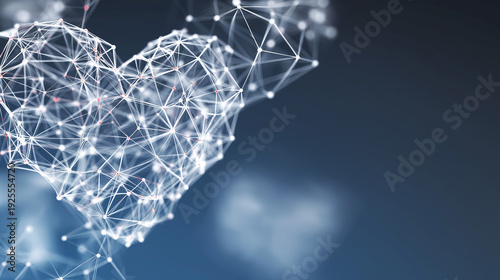 Abstract Digital Heart Made of Connected Lines and Dots Representing Healthcare Technology Cardiology Innovation Data Network and Electronic Medical Records Connection Systems