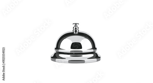 A shiny silver metallic service bell with a black base and button shown in a clean vector illustration style with reflective highlights.