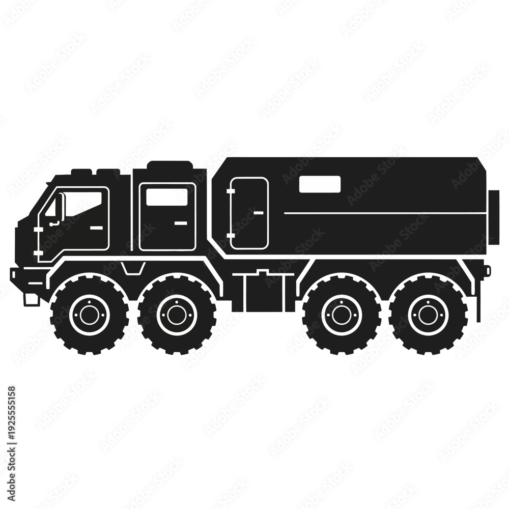 Fototapeta premium Heavy Duty Off-Road Military Truck Silhouette, All-Terrain Vehicle