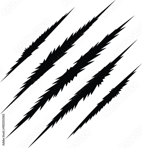 Five black diagonal claw marks vector illustration