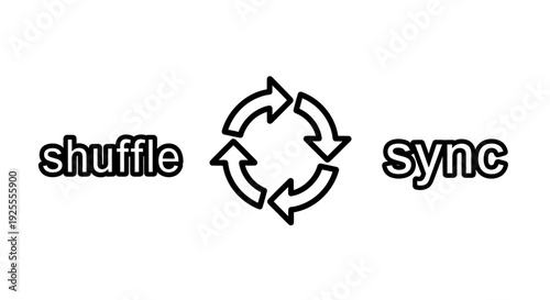 Synchronization and data flow icon: circular arrows indicating shuffle and sync operations for seamless integration.