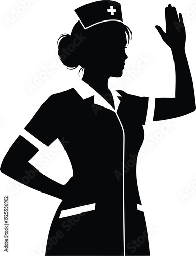 Silhouette of a Professional Nurse in Uniform
