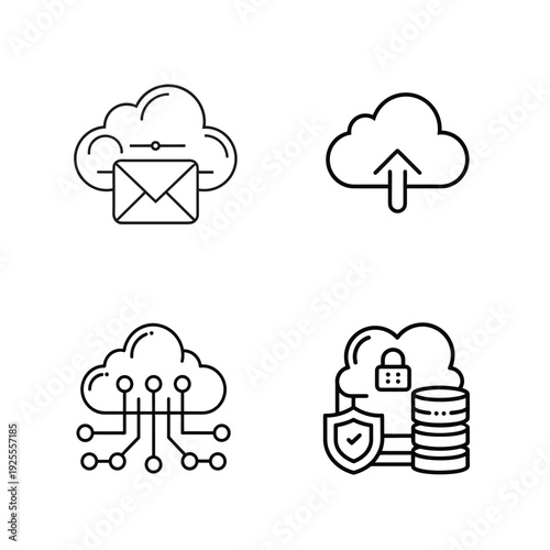 loud Upload and Communication Line Icon Collection