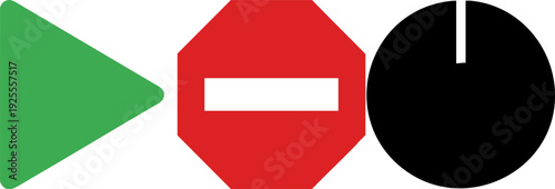 Play, Stop, and Control Interface Symbols