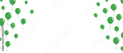 Green balloons border frame. Festive party decoration vector illustration.