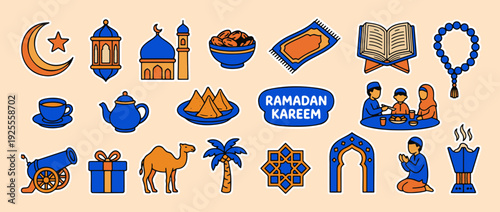 Ramadan Illustration: A vibrant collection of Ramadan-themed illustrations, showcasing the essence of the holy month with symbolic imagery. 