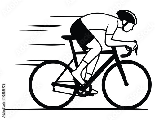Cyclist Riding Bicycle With Speed Lines.