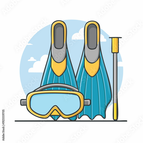 Snorkeling Gear Including Mask Fins and Snorkel for Underwater Exploration