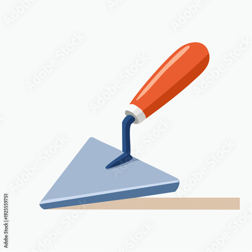 Single illustration of a masonry trowel with an orange handle, an essential tool for construction and building work