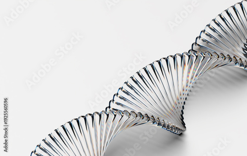 Crystal Clear Twisted Ribbon Geometry with Chromatic Aberration Effect in Clean Studio Scene