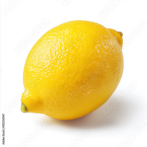 Fresh Whole Yellow Lemon with Detailed Peel Texture Isolated on White