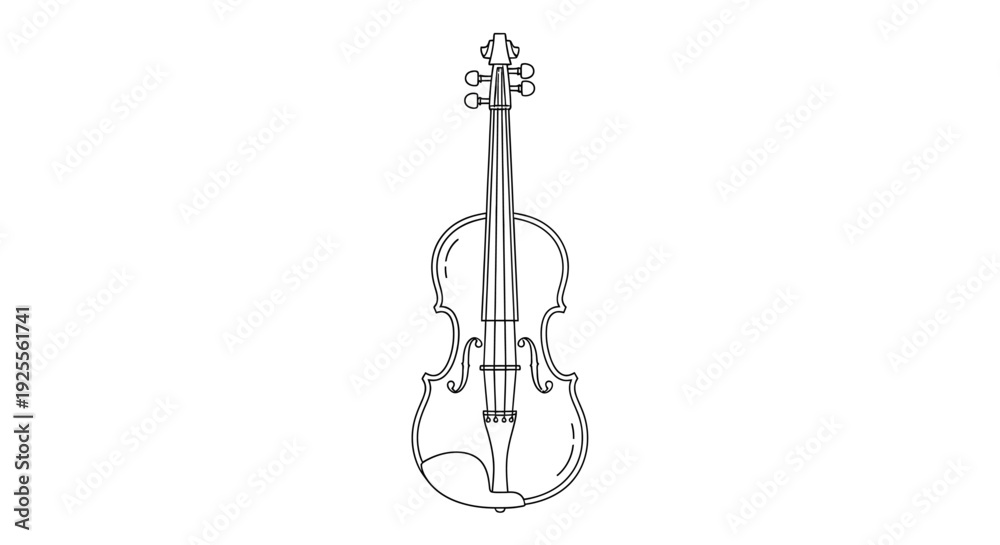 Fototapeta premium Detailed Line Drawing of a Violin.