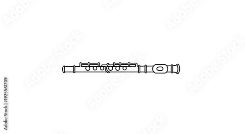 Simple Line Drawing of a Flute Instrument.