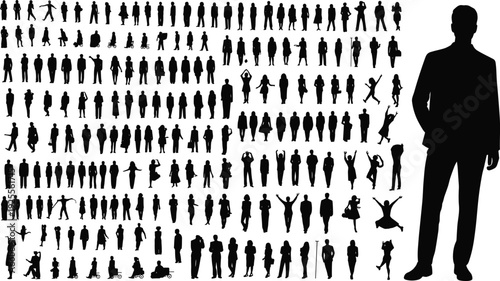 Comprehensive Array of Black Human Silhouettes in a Wide Range of Poses people collection