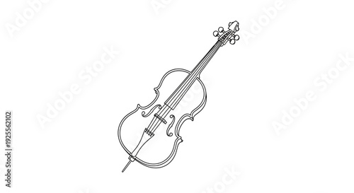 Detailed Line Drawing of a Violin Instrument.