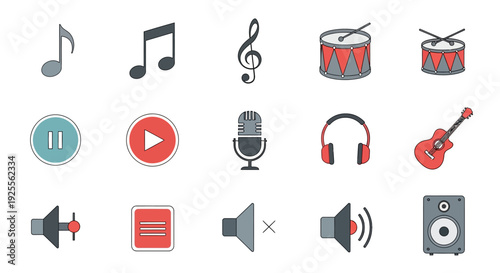 Music and Audio Icons Set Collection.