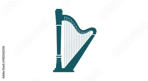 Green Harp Musical Instrument Illustration.