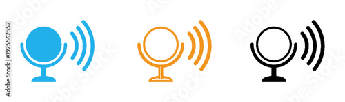 Microphone icons in blue orange and black