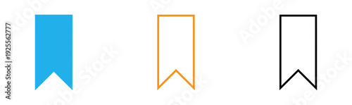 Three bookmark ribbons in blue orange and black