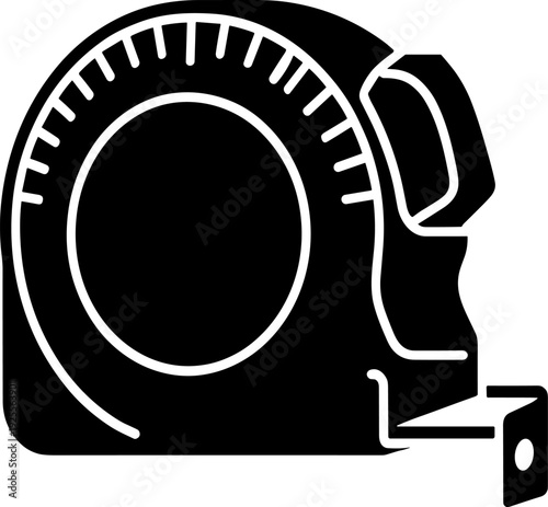 Essential Tape Measure Icon Vector Illustration - Perfect for Construction, DIY, and Measurement Projects. High-Quality Black Silhouette Graphic for Craftsmen and Builders.